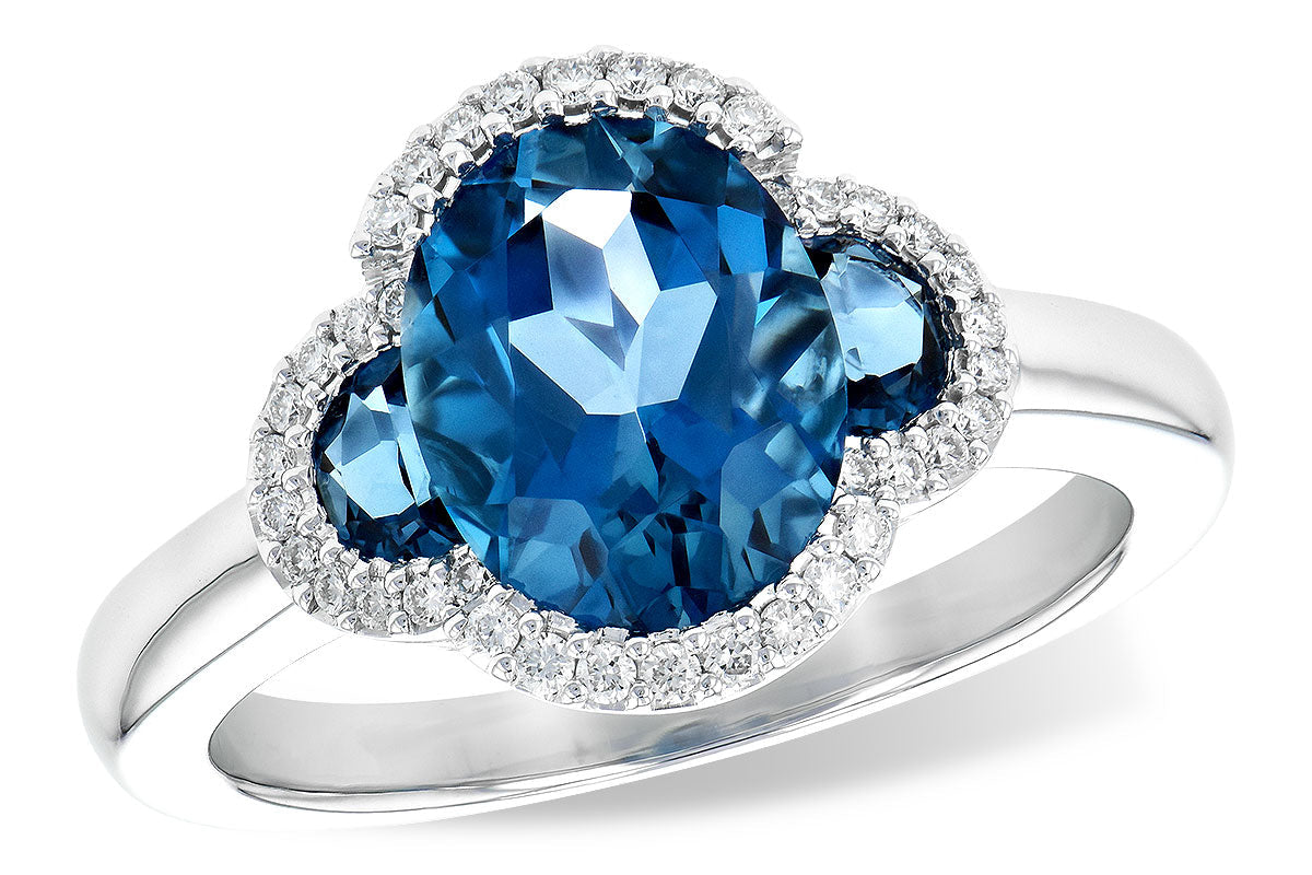 London Blue Topaz Engagement Ring 14K White Gold 2 Carat Topaz Ring Vintage Engagement  Ring - Camellia Jewelry